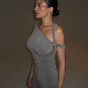 Khy Sueded Stretch Twisted Top & Low Rise Pant - Steel Grey / Size Large